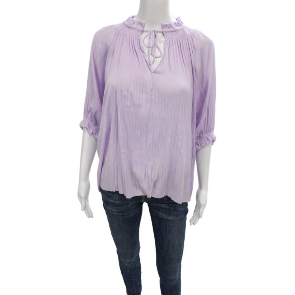 Current Air Womens Tunic Blouse Purple 3/4 Sleeve Polyester Boho Size S